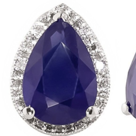 14K. GOlD EARRING WITH DIAMONDS & SAPPHIRES - Picture 5 of 8